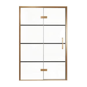 Balmani Senses Design Dusche Drehtür, Links, 140 cm x 210 cm, Lined, Profil Brushed Rosegold