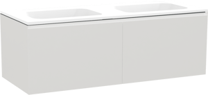 Balmani Idra zwevend badmeubel 135 x 55 cm mat wit met Tablo Strada dubbele wastafel in composietmarmer mat wit