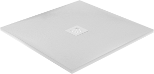 Balmani Vega Duschwanne: 80 x 80 cm, Marmorkomposit, Weiße Schieferstruktur