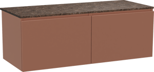 Balmani Sfera zwevend badmeubel 135 x 55 cm cotto met Stretto enkel of dubbel wastafelblad in marmer dark emperador