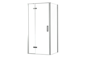 Luca Varess Nona douchehoek met draaideur en 2 vaste zijwanden 100 x 90 cm helder glas glanzend chroom profiel