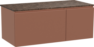 Balmani Sfera by Lucida hängendes Möbelstück Set: 120 x 55 cm, Cotto, mit Stretto Einzel- oder Doppel Waschtischplatte, Marmor Dark Emperador