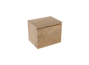 Linie Lado hängendes Möbelstück Set: 60 x 46 cm, Naturbelassene Eiche, mit Lado Einzel Waschtischplatte, Melamin Naturbelassene Eiche