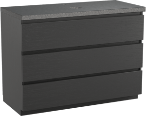 Balmani Lucida staand badkamermeubel 120 x 55 cm zwarte eik met Rock enkel tablet in graniet zwart