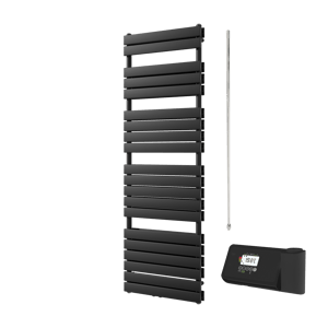 Vipera Vulcan dubbele handdoekradiator 60 x 183,5 cm elektrische verwarming zwart mat zij- en middenaansluiting 1.500W, weerstand inbegrepen