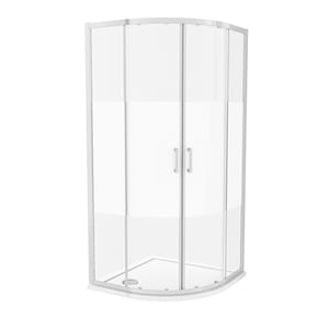 Luca Varess Vidor douchehoek kwartrond 90 x 90 cm Helder glas met matte strook glanzend chroom profiel
