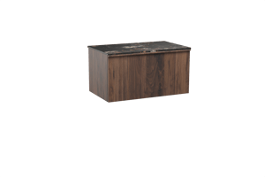 Balmani Forma zwevend badkamermeubel 90 x 55 cm amerikaanse notelaar met Stretto enkel tablet in marmer portoro gold, Verticale symmetrische rechte ribbel