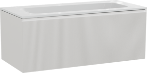 Balmani Fila zwevend badmeubel 120 x 55 cm mat wit met Tablo Strada enkele wastafel in composietmarmer hoogglans wit, Verticale symmetrische rechte ribbel