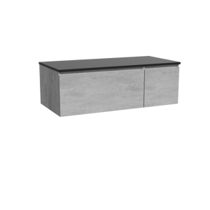 Storke Edge meuble salle de bains suspendu 110 x 52 cm béton gris foncé avec Panton tablette simple en mdf enduit de poudre noir mat