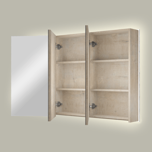 Linie Montro armoire de toilette lumineuse 100 x 75 cm chêne gris