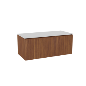 Balmani Sfera hängendes Möbelstück Set: 120 x 55 cm, Amerikanischer Nussbaum, mit Stretto Einzel- oder Doppel Waschtischplatte, Solid Surface Weiß matt