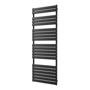 Vipera Vulcan enkele handdoekradiator 70 x 190 cm centrale verwarming mat zwart zij- en middenaansluiting 1.507W