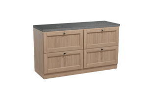 Balmani Lemon staand badmeubel 150 x 55 cm verweerd eiken met Rock dubbel wastafelblad in zwart graniet