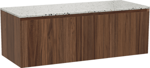 Balmani Idra meuble salle de bains suspendu 135 x 55 cm noyer avec Stretto tablette simple ou double en blanc/noir mat terrazzo