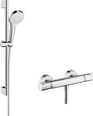 Hansgrohe Croma Select S barre de douche avec douchette 11cm 3 fonctions de jet chrome brillant