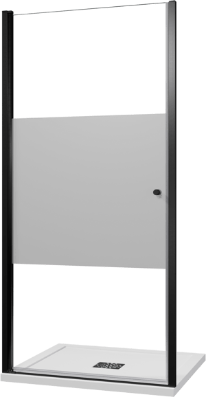 Luca Varess Kuresa porte pivotante 100 x 200 cm verre transparent avec bande mate profil noir mat