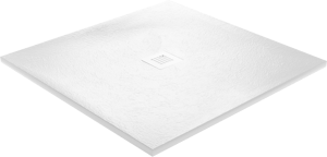 Balmani Vega douchebak 90 x 90 cm composietmarmer mat wit leisteenstructuur