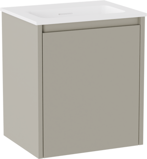 Storke Seda hängendes Möbelstück Set: 45 x 35 cm, Seidengrau, mit Mata Einzelwaschtisch, Solid Surface Weiß matt