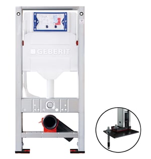 Burda frame met Geberit UP320 inbouwreservoir vloermontage