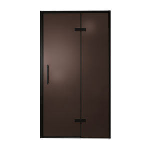 Balmani Senses Design douche draaideur rechts 120 cm x 210 cm Brons glas, Zwarte profielen