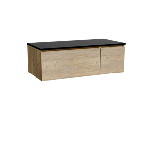 Storke Edge meuble salle de bains suspendu 110 x 52 cm chêne brut avec Panton tablette simple en mdf enduit de poudre noir mat