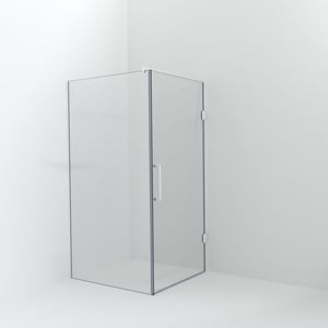 Balmani Modular douche à l'italienne avec porte: 110 x 200 cm avec porte 100 cm, Verre transparent, Profil Blanc mat