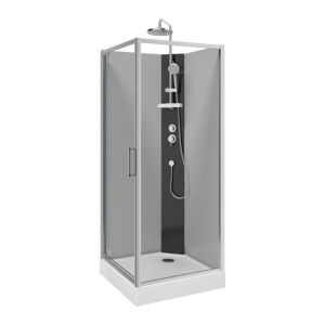 Linie Salta douchecabine met draaideuren 80 x 80 cm helder glas chroom profiel met kraan