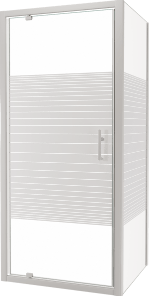SanyOne Anton Eckdusche Drehtür mit fixierter Seitenwand, 90 x 80 cm, Streifglas, Profil Weiß