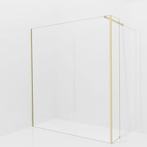 Balmani Modular inloopdouche met vaste zijwand: 180 x 200 cm, Helder glas, Brushed Champagne Gold profielen