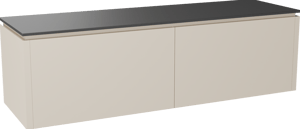Balmani Eclips meuble salle de bains suspendu 180 x 55 cm Sandbeige avec Stretto tablette simple ou double en Granit noir