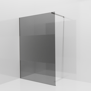 Balmani Modular inloopdouche: 140 x 200 cm, Rookglas met matte strook, Brushed Inox profielen