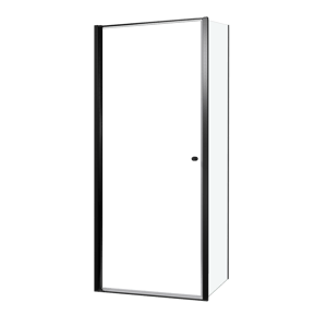 Luca Varess Kuresa coin-douche porte pivotante avec paroi latérale fixe 90 x 90 x 200 cm verre transparent et profil noir mat