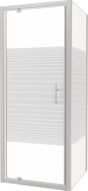 SanyOne Anton Eckdusche Drehtür mit fixierter Seitenwand, 80 x 80 cm, Streifglas, Profil Weiß