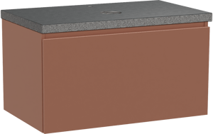 Balmani Sfera hängendes Möbelstück Set: 90 x 55 cm, Cotto, mit Rock Einzel Waschtischplatte, Schwarzes Granit