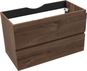 Linie Lado meuble sous-vasque suspendu 90 x 46 cm chêne brun 2 tiroirs