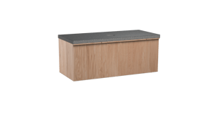 Balmani Forma meuble salle de bains suspendu 120 x 55 cm chêne naturel avec Rock tablette simple en granit noir, Nervure gauche symétrique verticale