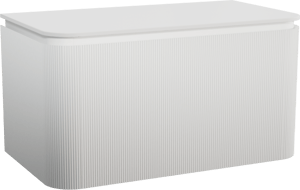 Balmani Moon meuble salle de bains suspendu 100 x 55 cm blanc mat avec Moon tablette simple en solid surface blanc mat, Nervure droite symétrique verticale