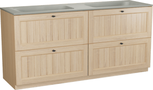 Balmani Lemon meuble salle de bains à poser 180 x 55 cm, placage chêne naturel avec Tablo Strada double vasque en soie grise