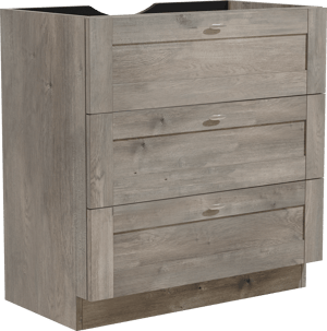 Linie Classo meuble sous-lavabo a poser 80 x 46 cm chêne gris 3 tiroirs