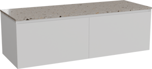 Balmani Idra meuble salle de bains suspendu 150 x 55 cm blanc mat avec Stretto tablette simple ou double en terrazzo greige terrazzo