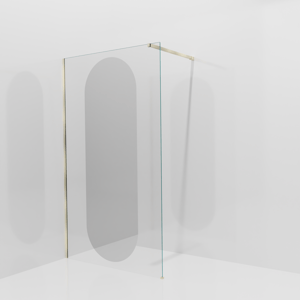 Balmani Modular Walk-In Dusche: 120 x 200 cm, Reflex-Spiegelglas Oval, Profil Brushed Champagne Gold