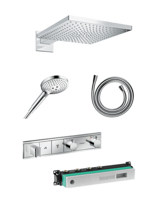Hansgrohe Rainselect thermostatische inbouw regendoucheset met vierkante regendouchekop 30 cm Glanzend Chroom