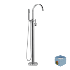 Blaufoss Elipsos freistehende Badewannenarmatur: Chrom glänzend, mit Brausekopf