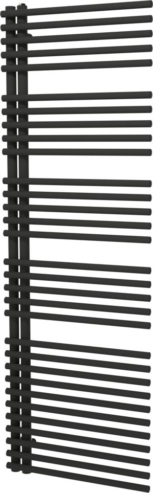 Vipera Nevada enkele handdoekradiator 60 x 180 cm centrale verwarming mat zwart zijaansluiting 1103W