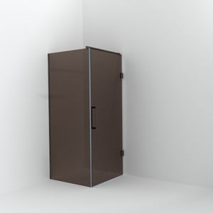 Balmani Modular inloopdouche met deur: 90 x 200 cm met deur 90 cm, Brons glas met coating, Brushed GunMetal profielen