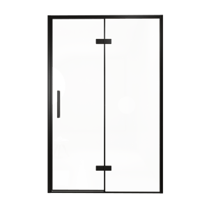 Balmani Senses Design Dusche Drehtür, Rechts, 140 cm x 210 cm, Klarglas, Profil Schwarz, inklusive Coating