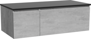 Storke Edge zwevend badmeubel 110 x 52 cm beton donkergrijs met Panton enkel wastafelblad in gepoedercoate mdf mat zwart