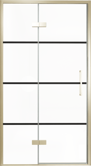 Balmani Senses Design douche draaideur links 120 cm x 210 cm Lined glas, Brushed Champagne Gold profielen