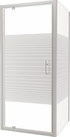 SanyOne Anton douchehoek met draaideur en vaste zijwand, 90 x 90 cm, gestreept glas, witte profielen