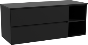 Storke Edge meuble salle de bains suspendu 130 x 52 cm noir mat avec Panton tablette simple ou double en mdf enduit de poudre noir mat